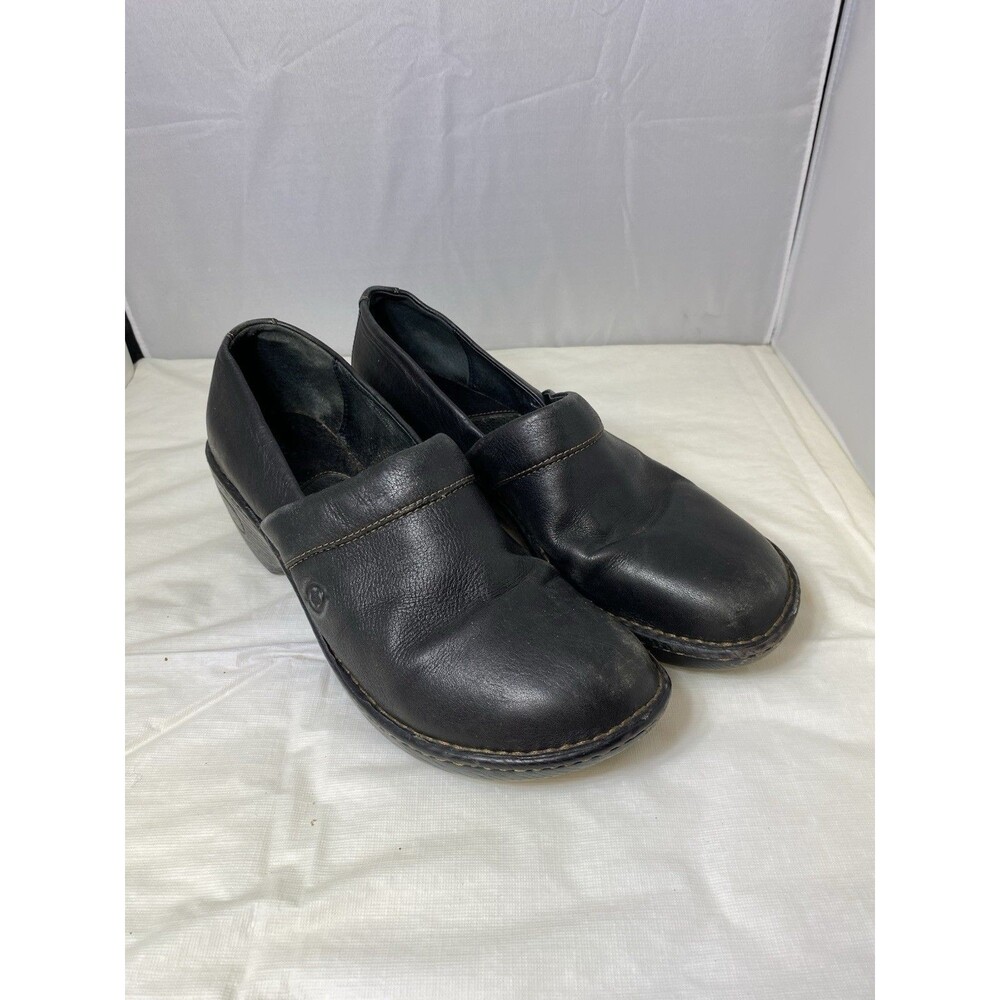 Born Clogs Black Leather Shoes Slip On Size 11